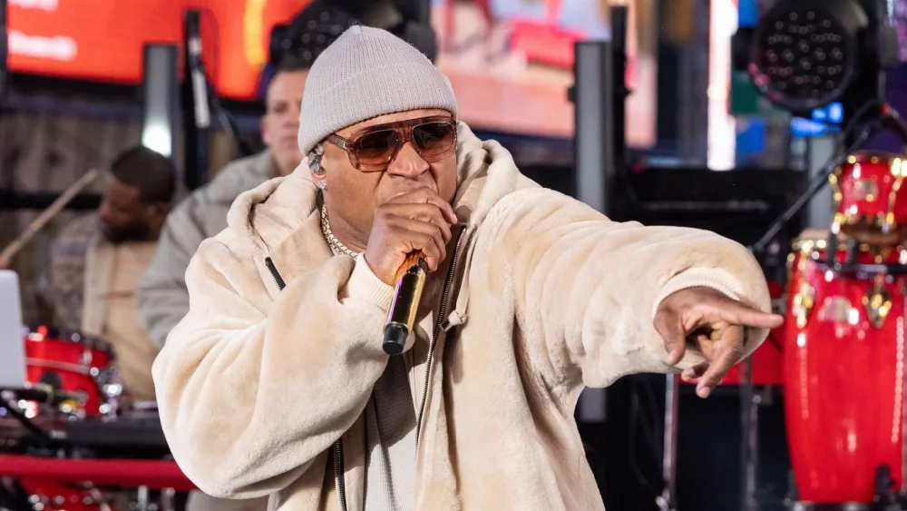 LL Cool J performs on stage during 2024 New Year's celebration on Times Square in New York on December 31^ 2023.