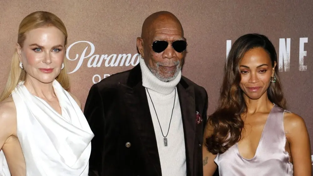 Zoe Saldana^ Nicole Kidman and Morgan Freeman at the Los Angeles premiere of 'Lioness' Season 2 held at the Linwood Dunn Theater in Hollywood^ USA on October 23^ 2024.