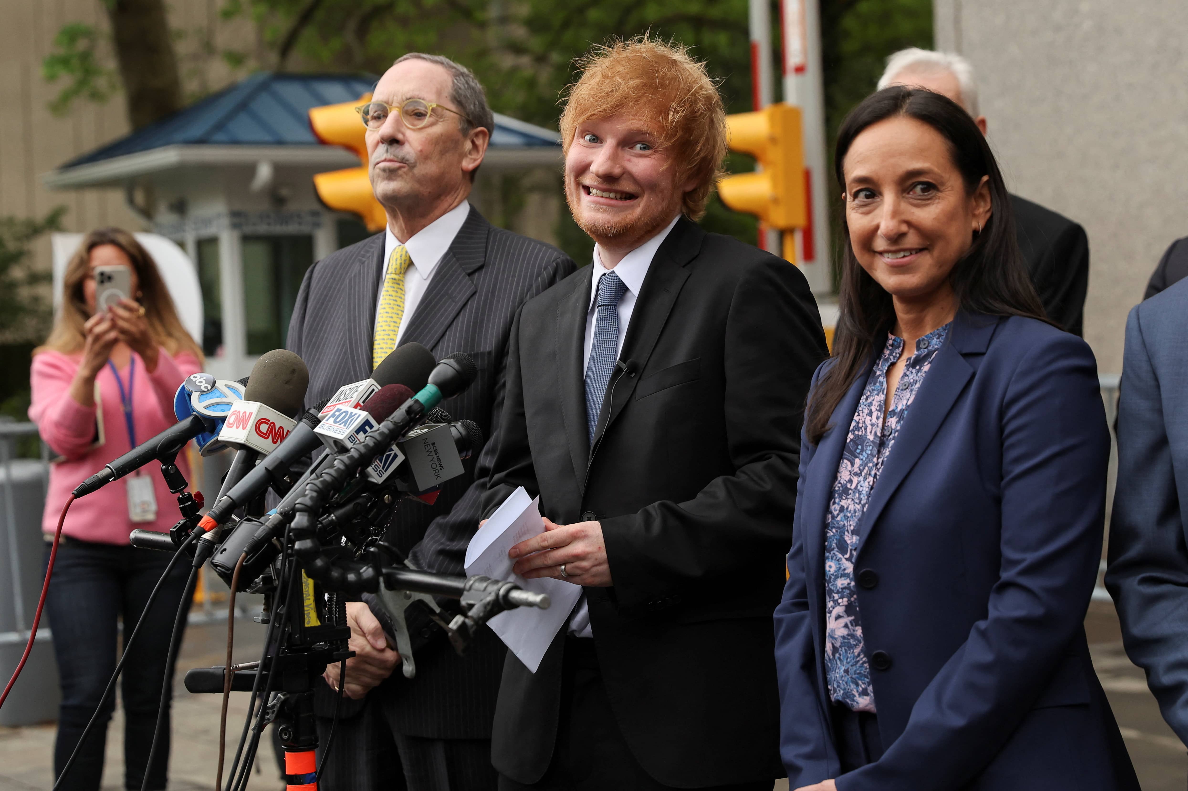 singer-ed-sheeran-speaks-to-the-media-after-after-his-copyright-trial-at-manhattan-federal-court-in-new-york-city