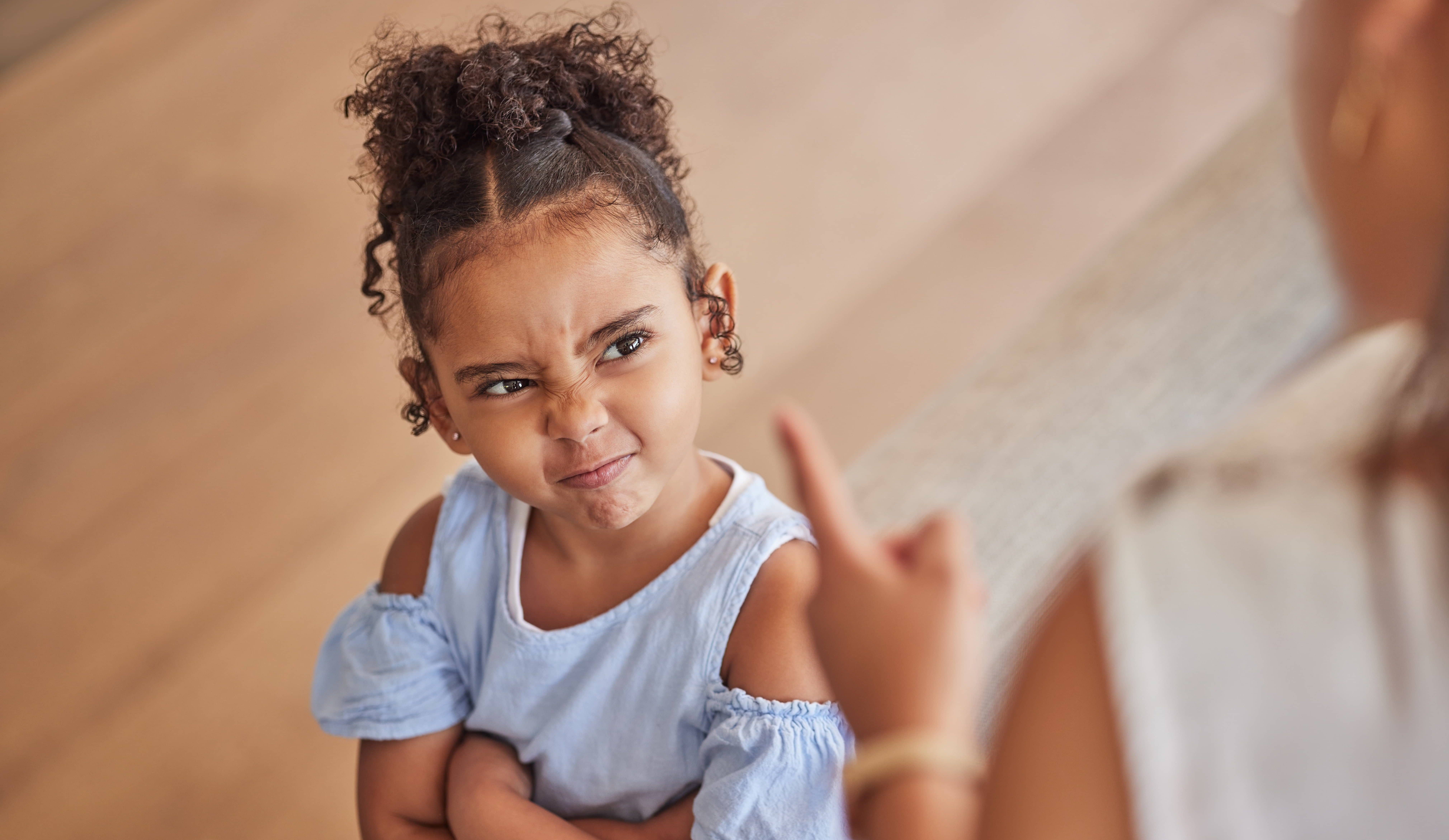 angry-child-and-tantrum-discipline-conflict-for-attitude-problem-in-home-with-stressed-mother-young-girl-frustrated-unhappy-and-moody-at-disappointed-adult-punishment-for-negative-behaviour