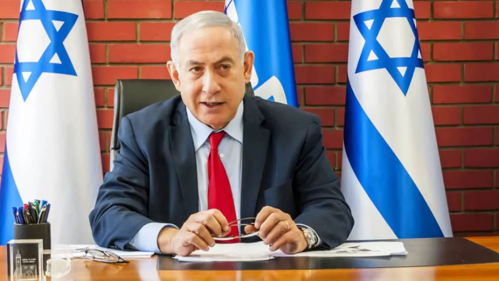 Israel Prime minister Benjamin Netanyahu with journalists from the Israeli media outlets in Russian. TEL AVIV^ ISRAEL. August 14^ 2019