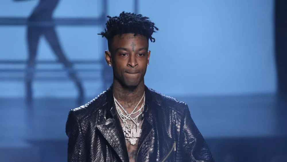 21 Savage at the Philipp Plein fashion show during New York Fashion Week: The Shows at Hammerstein Ballroom on September 9^ 2017 in New York City.