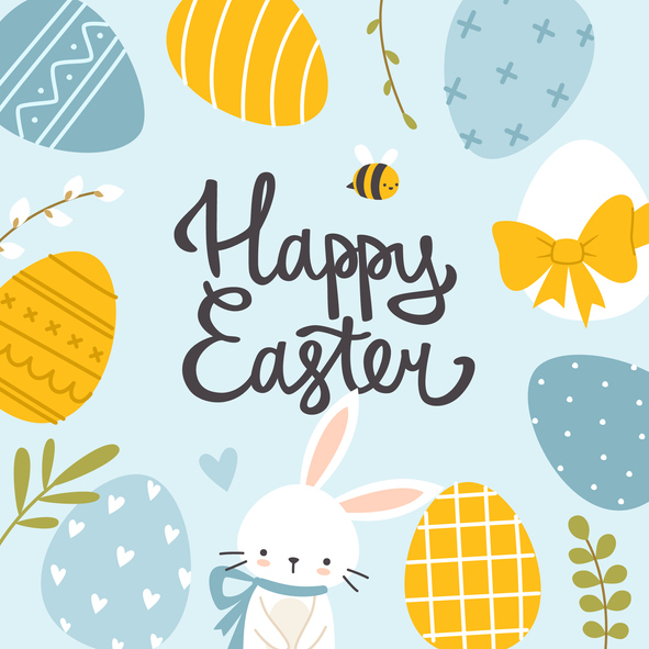easter-bunny-and-painted-eggs-frame-of-calligraphy-text-happy-easter-invitation-template