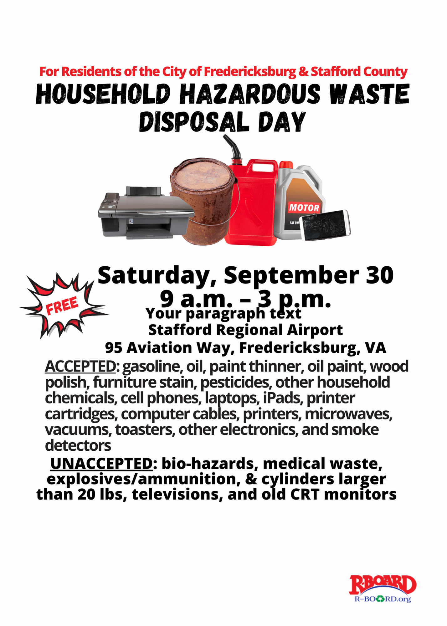 Household Hazardous Waste Day B101.5 Today's Best Music
