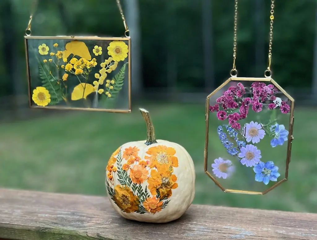 pressed-flower-on-pumpkin