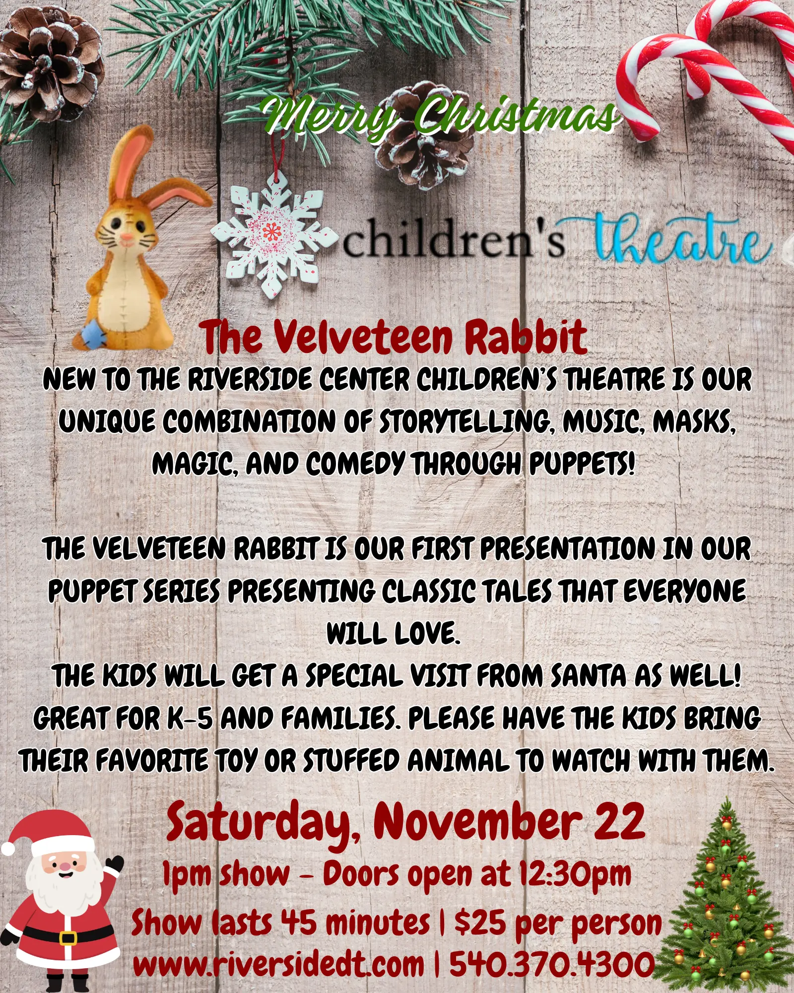 The Velveteen Rabbit Puppet Show & Santa Visit