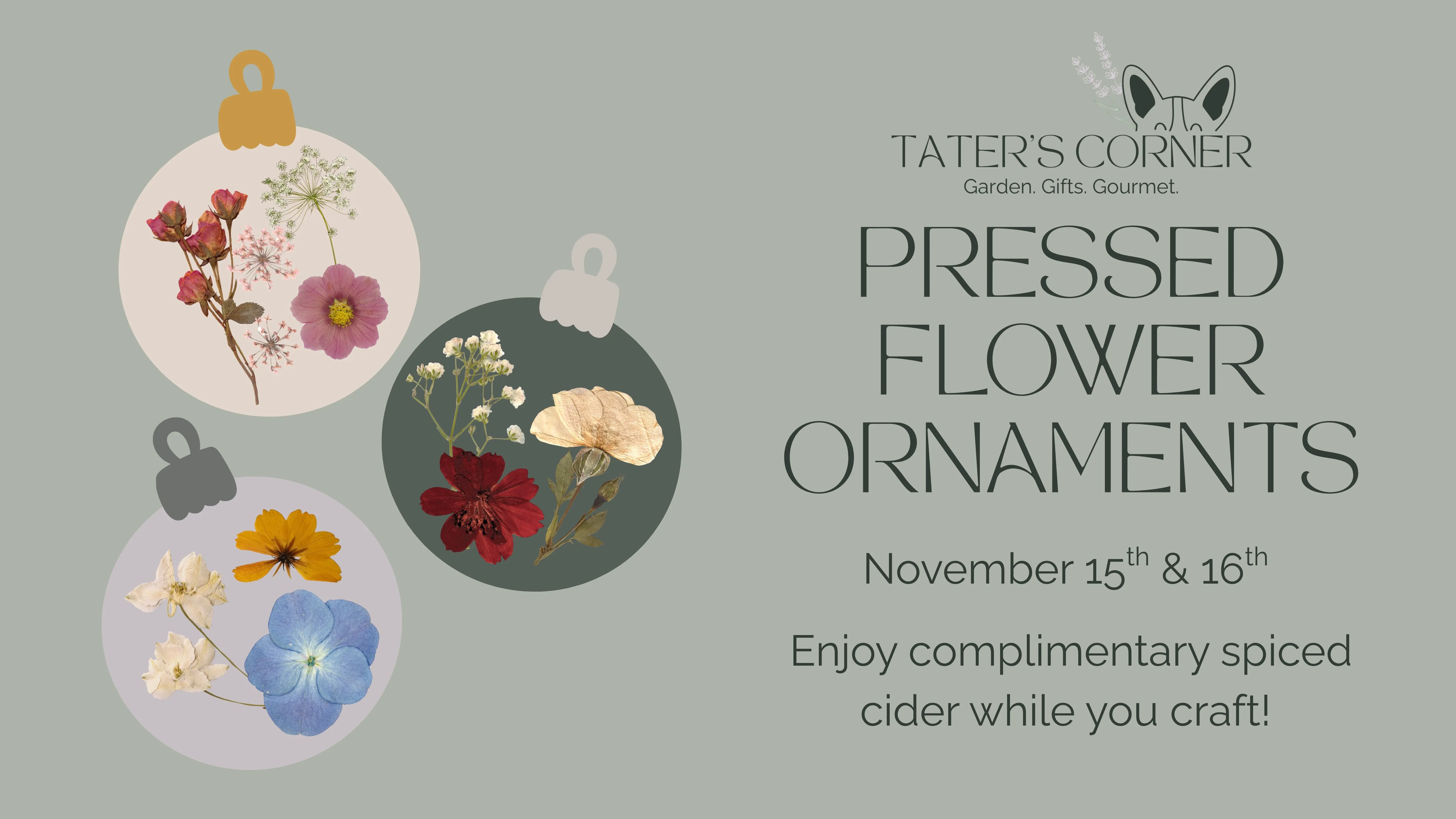 DIY Pressed Flower Ornaments at Tater’s Corner