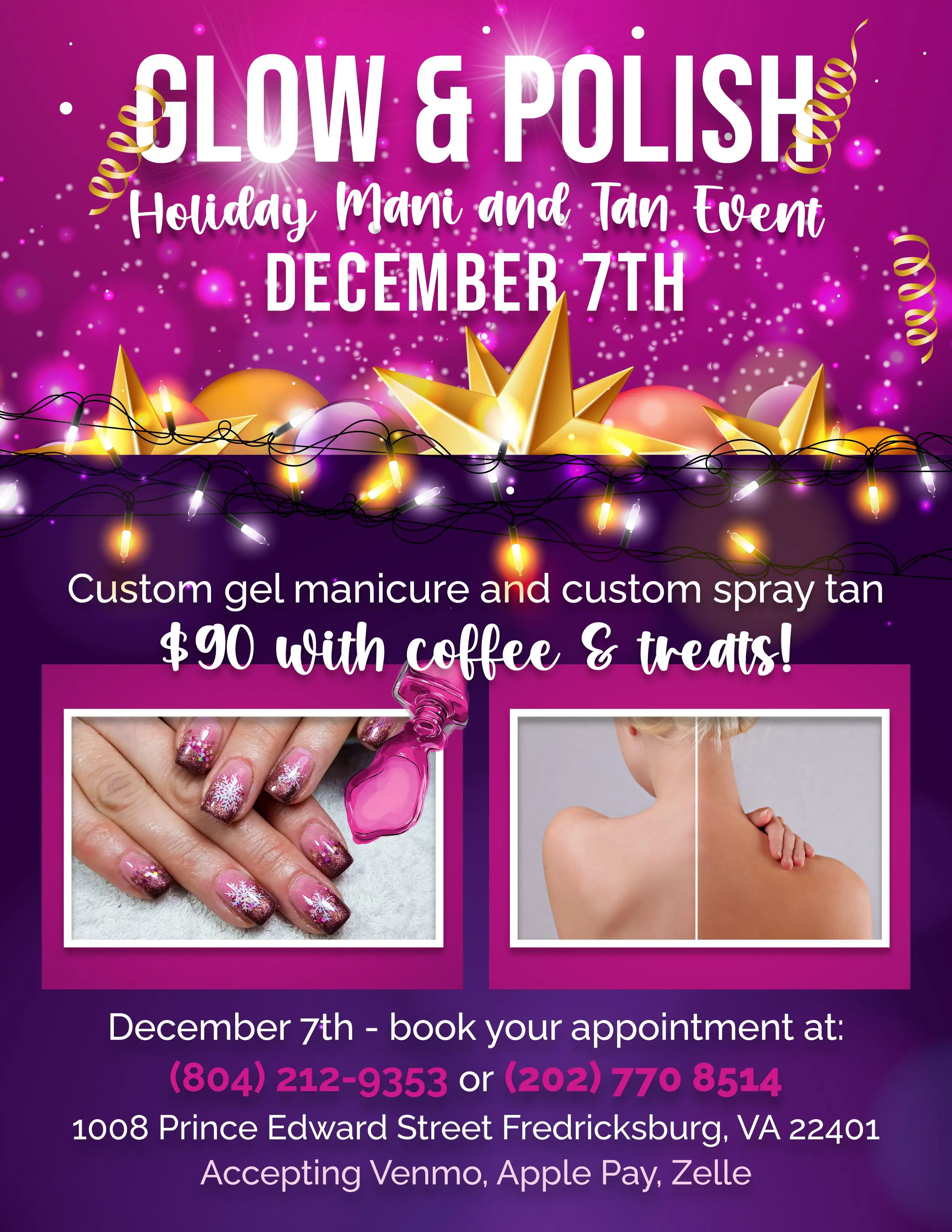 Glow & Polish – Holiday Mani & Tan Event
