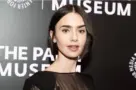 Lily Collins wearing dress and shoes by Versace attends PaleyLive program: Emily in Paris: The Magic Behind the Scenes at Paley Center for MEdia in New York on September 17^ 2024