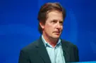 Actor Michael J. Fox delivers an address to IBM Lotusphere 2012 conference on January 16^ 2012. He tells how social networks help him fight his Parkinson disease