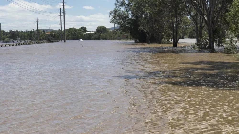 Flooded road caused by Tropical Storm DEBBY