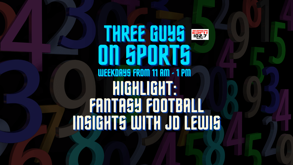 Highlight clip from 3guys on sports image says: fantasy football insights with JD lewis