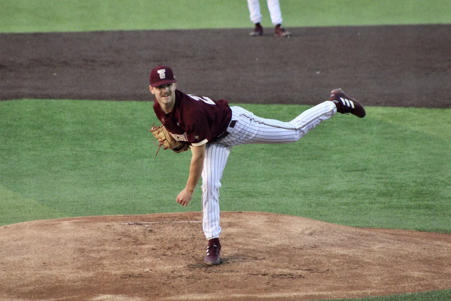 Left-handed pitcher Jack Stroud throwing to an opposing batter. Image by Kyle Owen