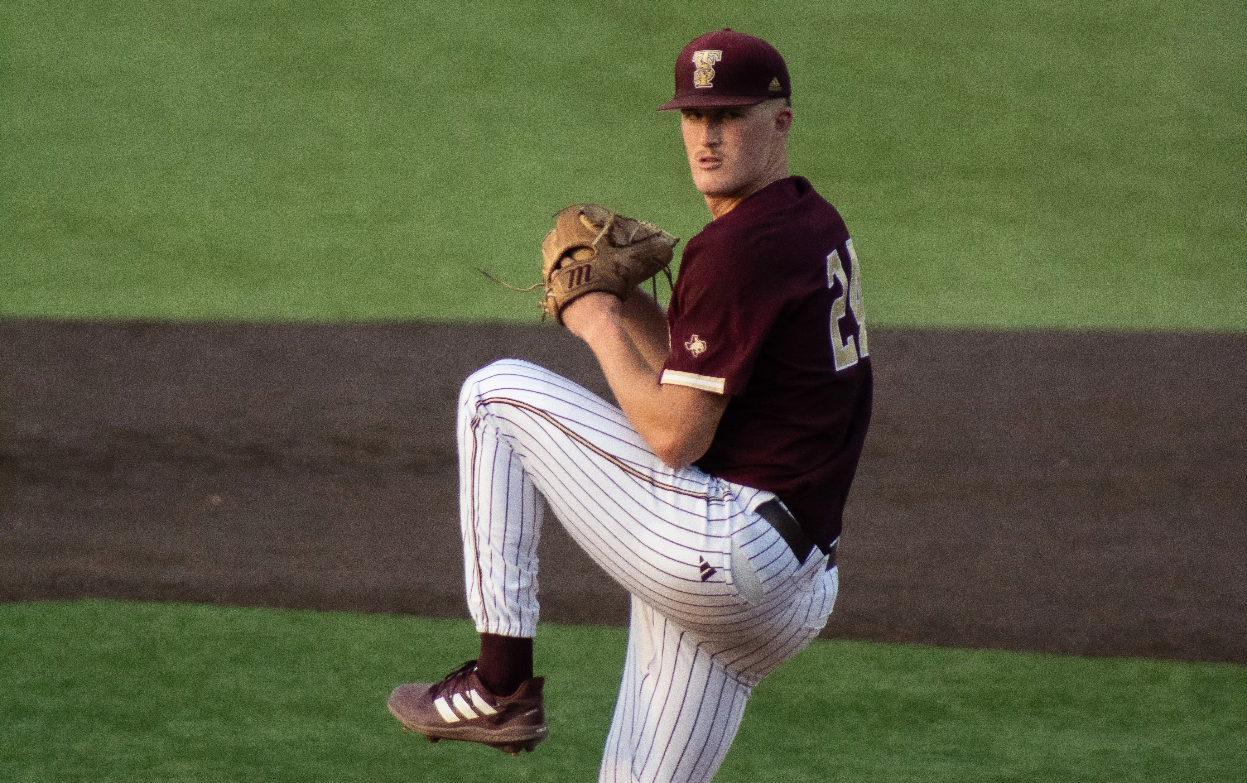 Right-handed pitcher Peyton Zabel in the stretch Image by: Kyle Owen