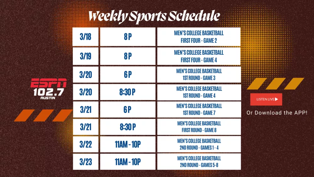 espn live sports schedule week 3/18