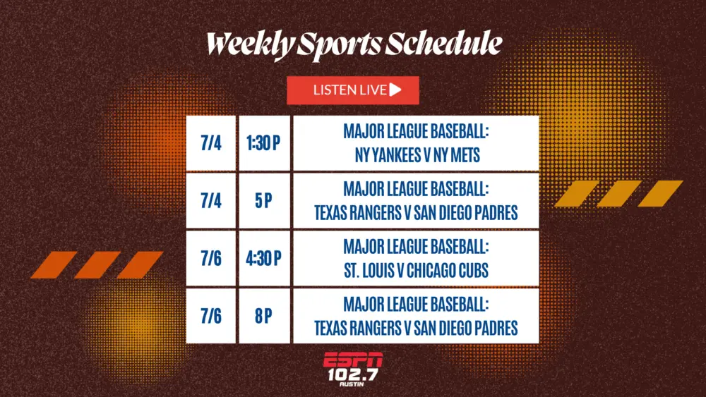 Updated Live Sports schedule week july 4th 2025