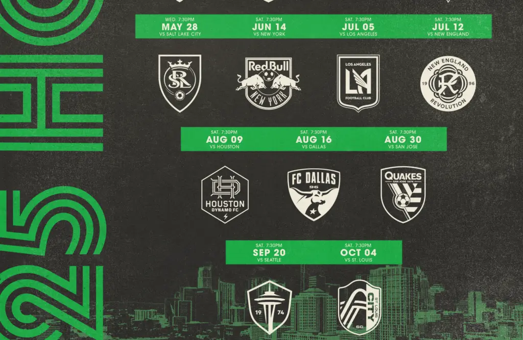 Home Games Austin FC Summer to fall schedule 2025