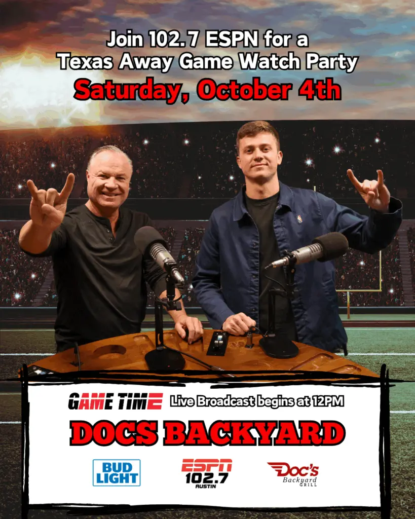 game time live broadcast away game watch party docs 10-4-25 espn austin
