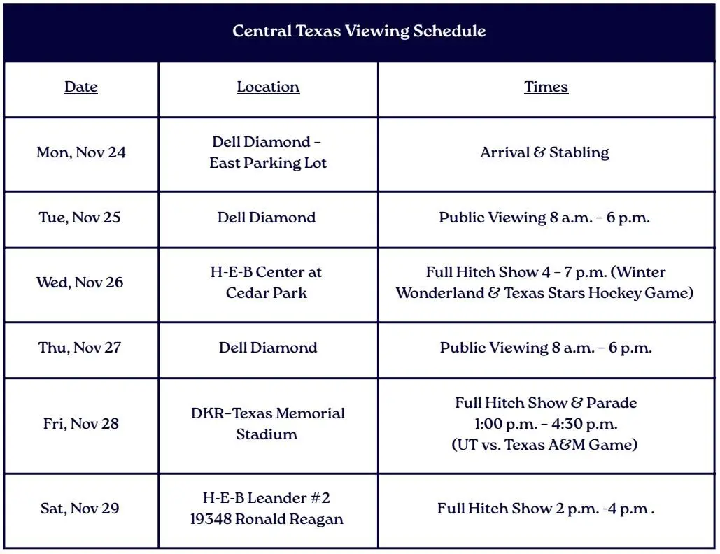 scheduled clydesdales