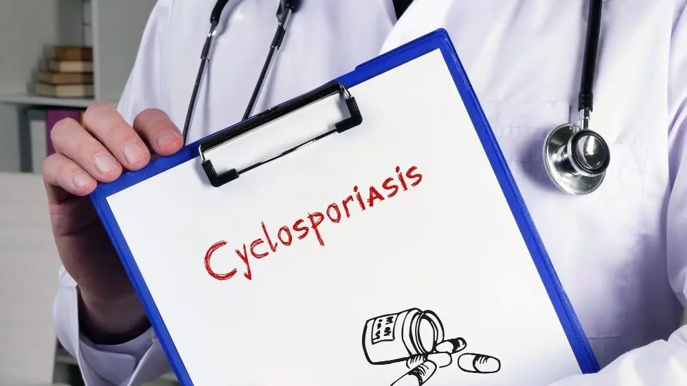 Health care concept meaning Cyclosporiasis with sign on the sheet.