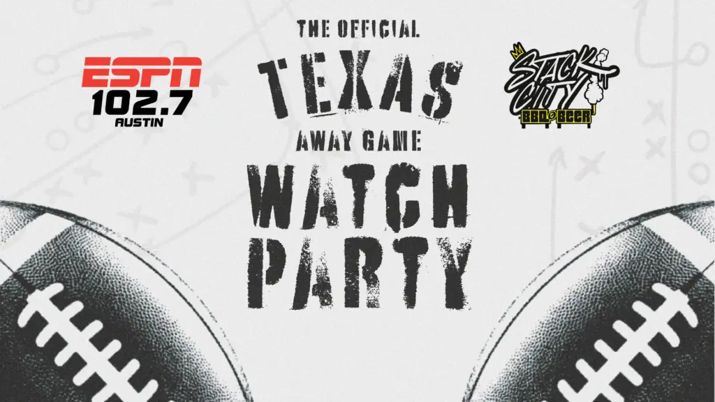 away game watch parties 2026 stack city bbq 102.7 ESPN Austin radio event header