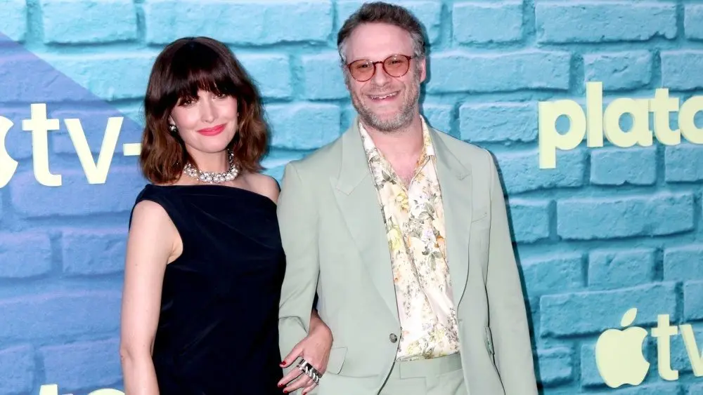 Rose Byrne^ Seth Rogen at the Platonic Apple+ Series Premiere at the Regal LA Live on May 10^ 2023 in Los Angeles^ CA