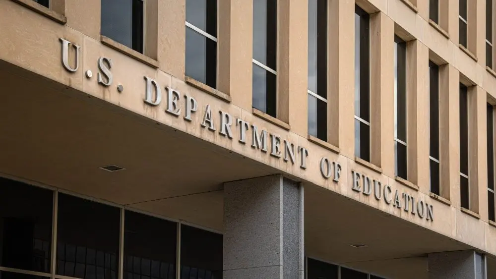 Sign of U.S. Department of Education in Washington D.C.