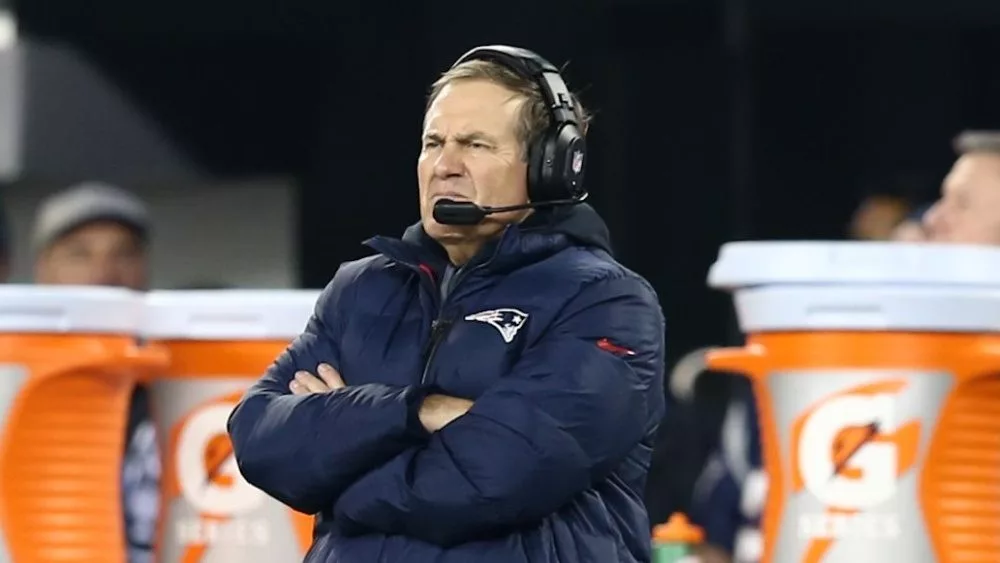 New England Patriots head coach Bill Belichick stands on the sidelines against the New York Jets at MetLife Stadium on November 22^ 2012 in East Rutherford^ New Jersey.