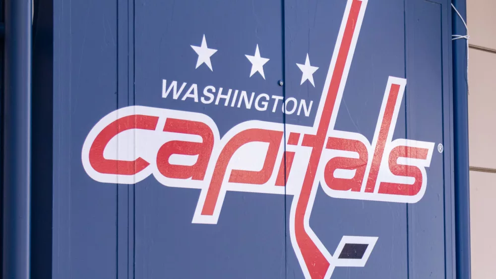 Washington Capitals logo^ on the side of their home arena Capital One Arena in downtown D.C.