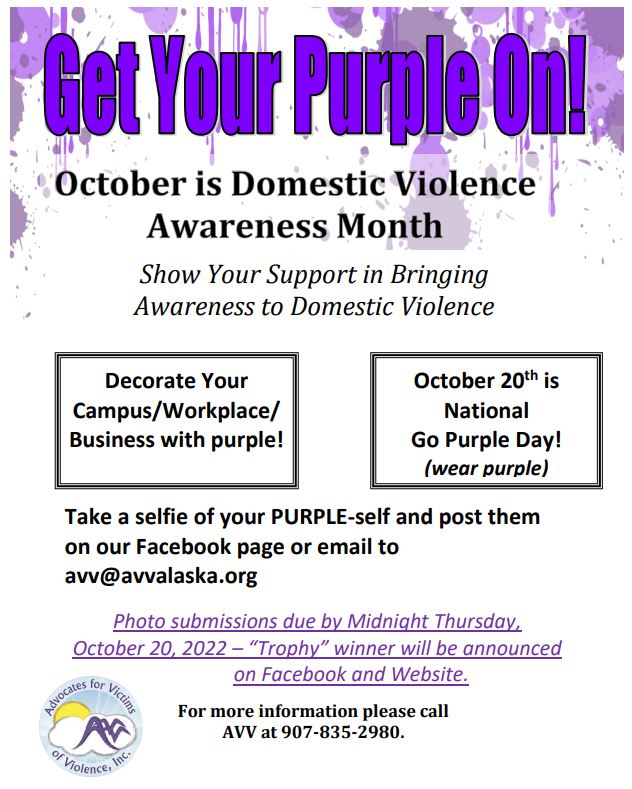 PURPLE THURSDAY DOMESTIC VIOLENCE AWARENESS MONTH KVAK is your