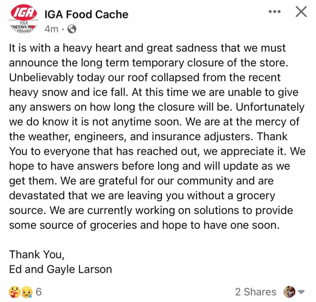 iga-food-cache-roof-collapse-facebook-post-dec-2021-2