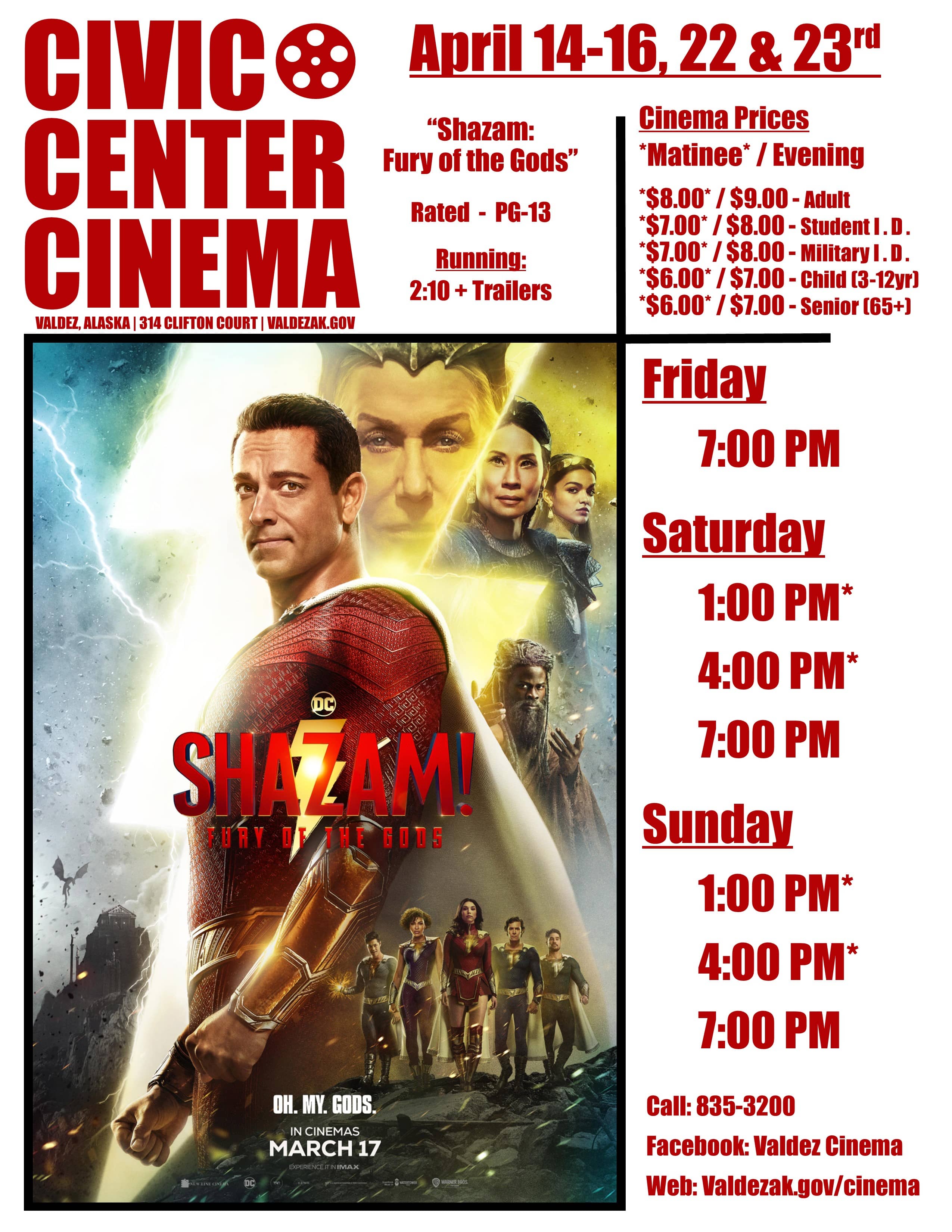 Shazam Movie Schedule