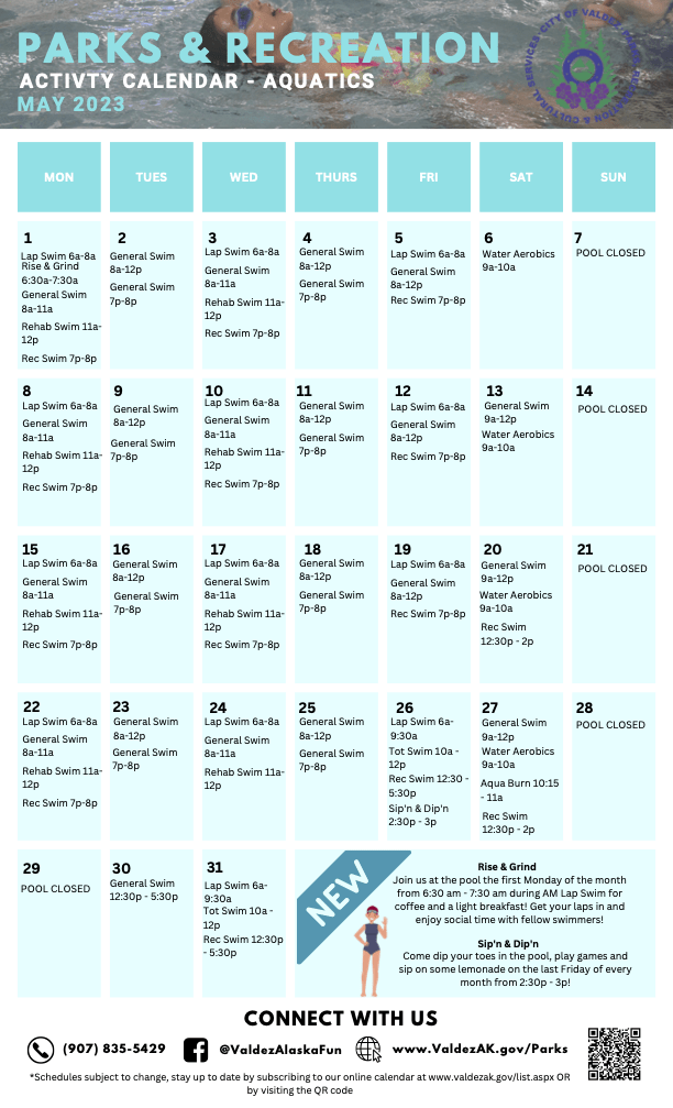 Parks & Recreation Aquatics Calendar May 2023