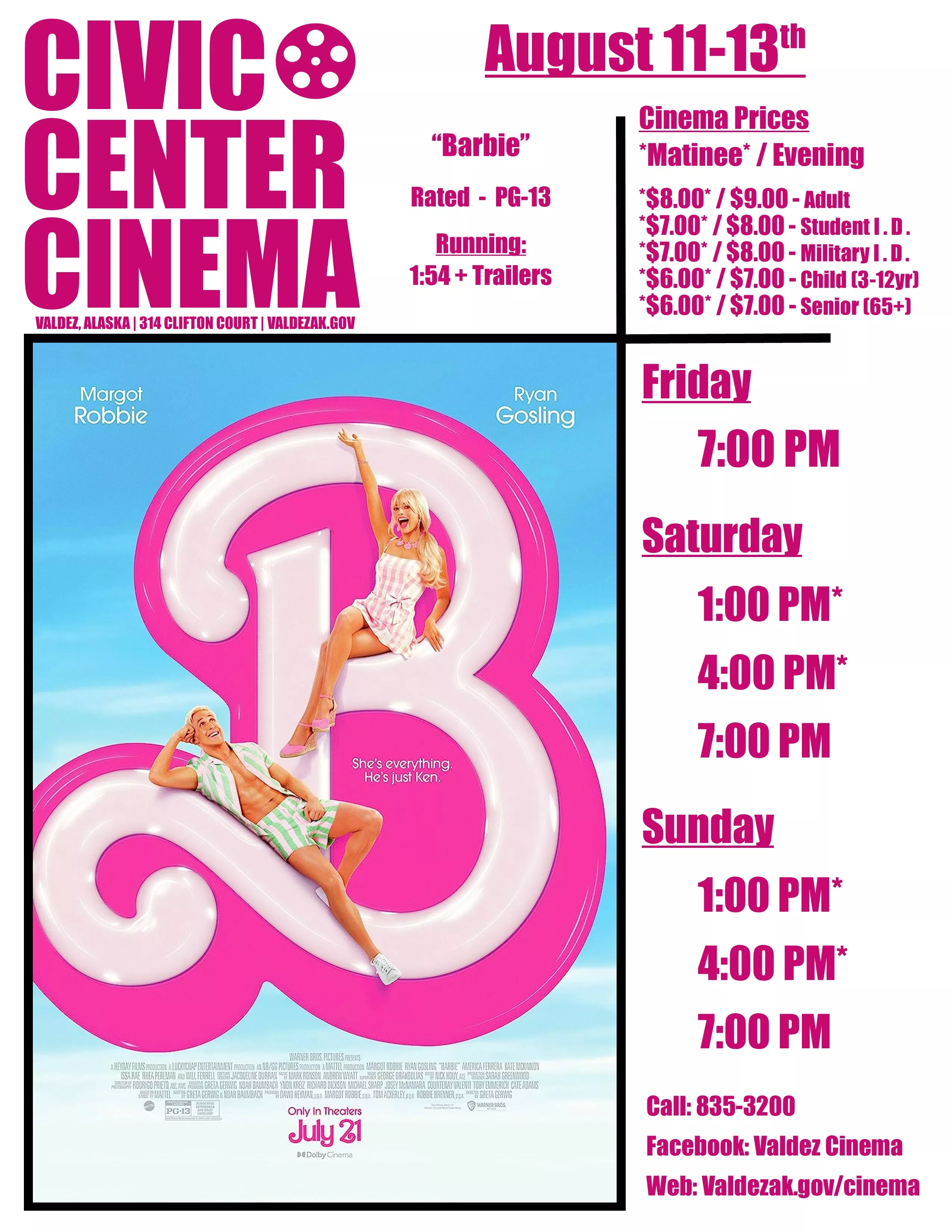 Civic Center Cinema: Barbie Movie Poster