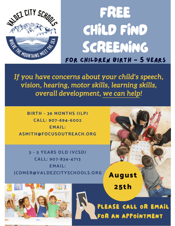 VCS CHILD FIND SCREENING COMING SOON: FRIDAY, AUGUST 25th