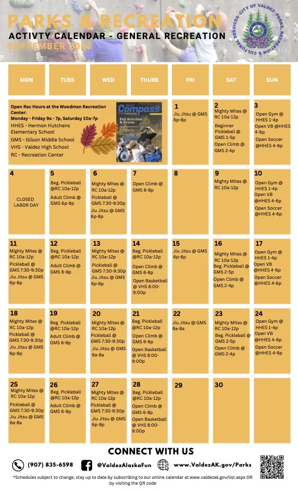September Activity Calendar