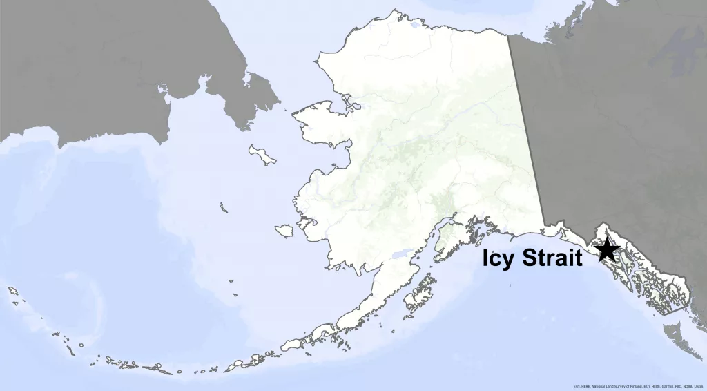 Map of Alaska highlighting Icy Strait
