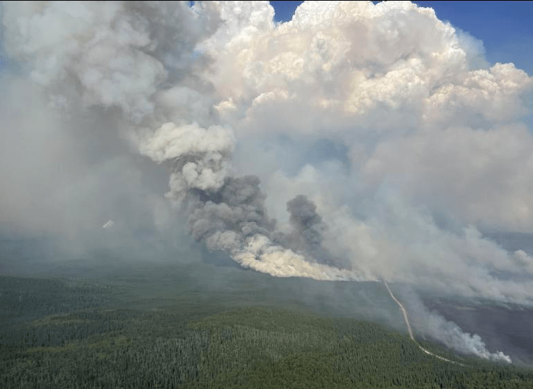 The Pogo Mine Road Fire burns on Saturday, Aug. 5, 2023. Photo by Duane Morris/Alaska Division of Forestry..