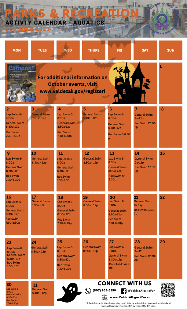 PRSC October 2023 Activity Calendar