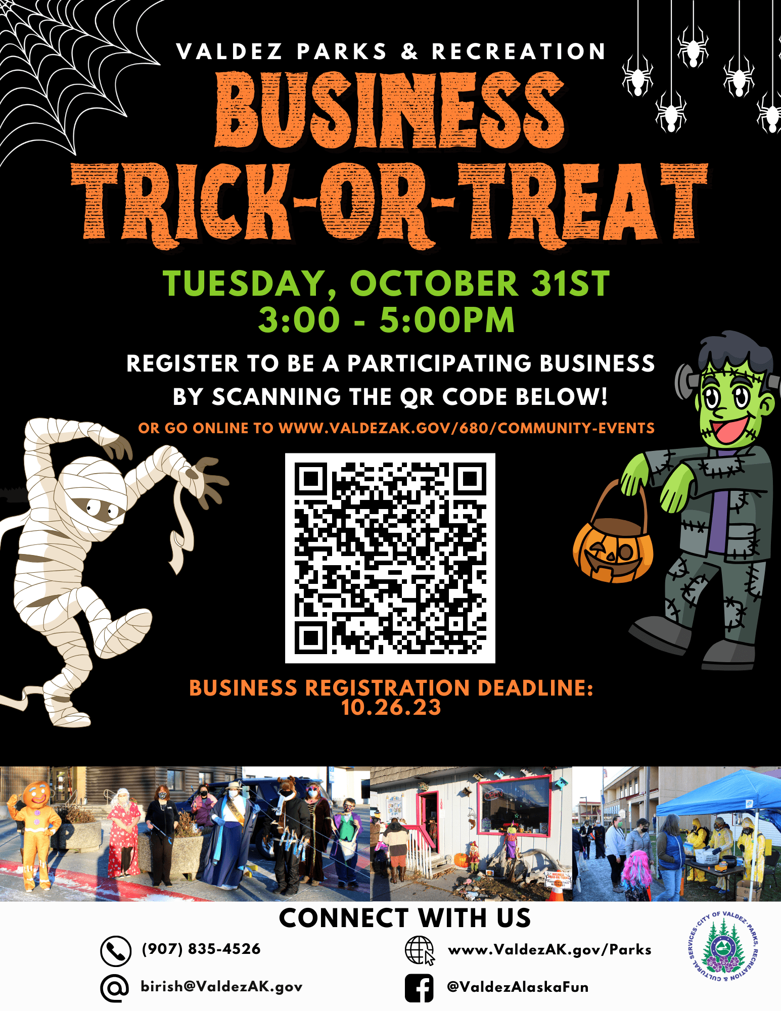 Business Trick or Treat 2023 flyer