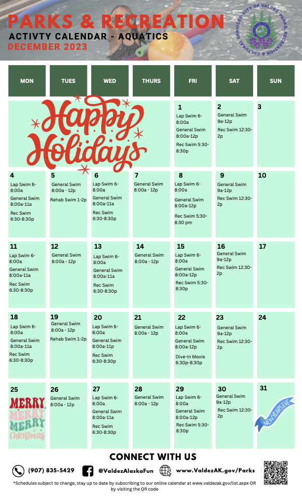 Aquatics and Activities Calendars