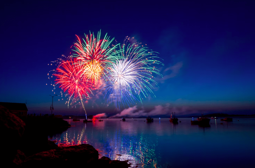 Fireworks over the water