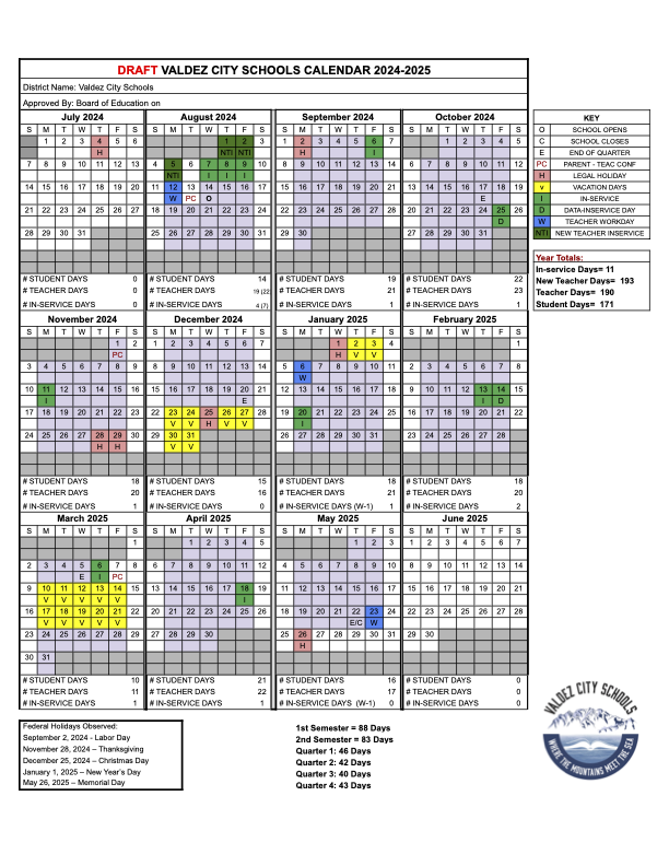 Valdez Schools Proposed Calendar 24-25
