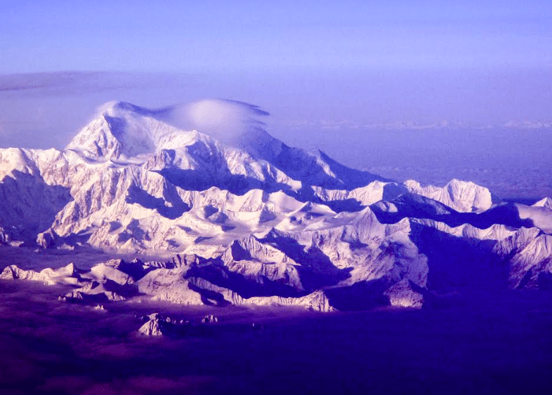 3. Denali stands at 20,310 feet as seen from a commercial flight between Anchorage and Fairbanks. Photo by Ned Rozell.