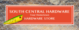 South Central Hardware logo with fishing lure