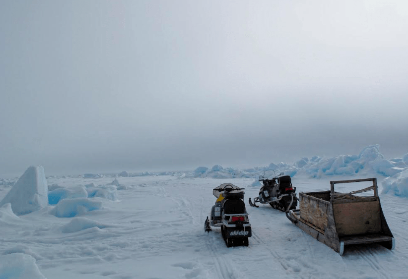 People often use sea ice, as seen here off Alaska’s northern coast outside the town of Utqiagvik, for travelling. Photo by Ned Rozell.