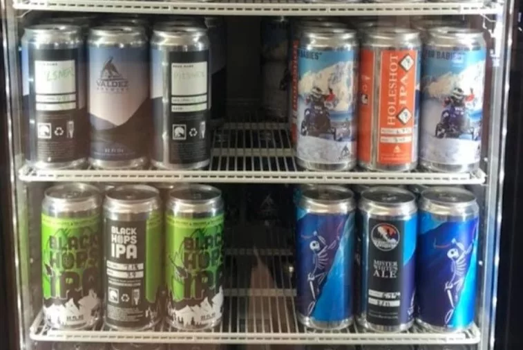 Cooler of Cans from Valdez Brewing