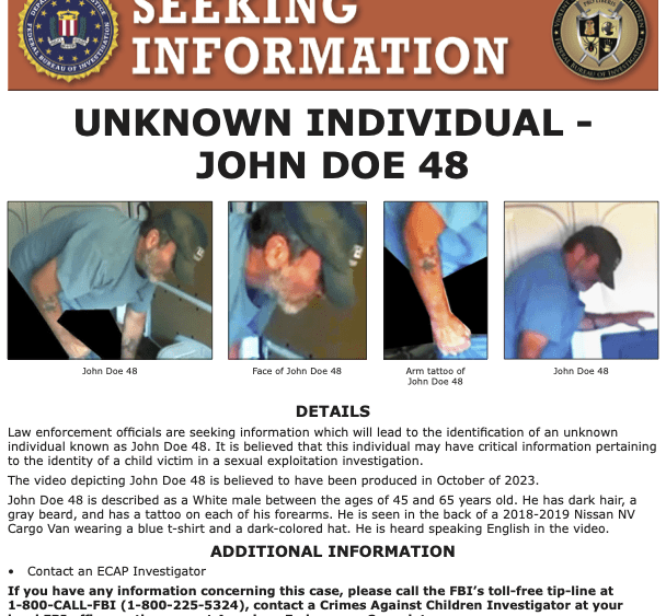 FBI Seeking public's assistance in identifying a person of interest.