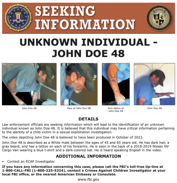 FBI Seeking public's assistance in identifying a person of interest.