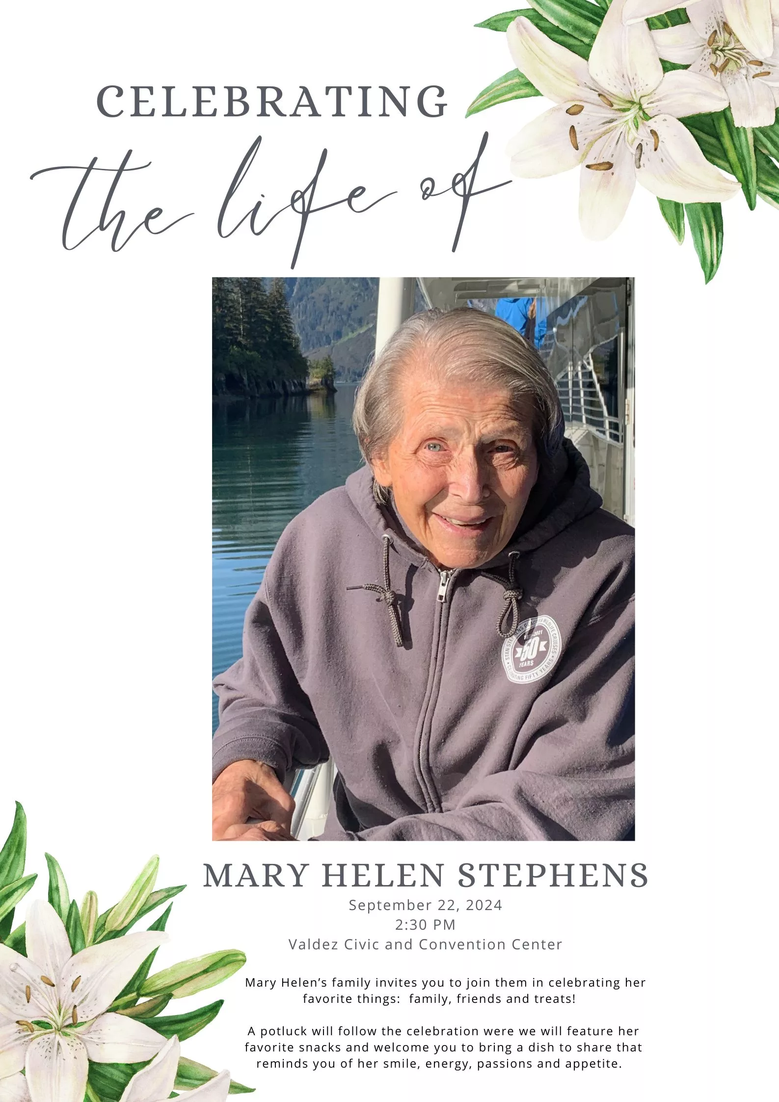 Mary Helens Stephens Celebration of Life, Sept 16th 2024